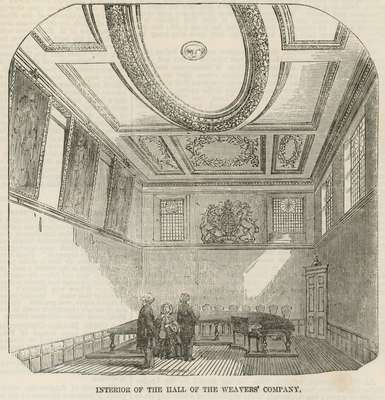 Interieur van de hal van de Weavers Company door English School