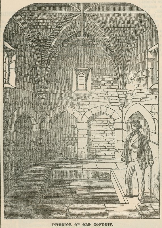 Interieur van de oude waterleiding in Kensington door English School