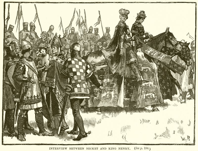 Ontmoeting tussen Becket en koning Henry door English School