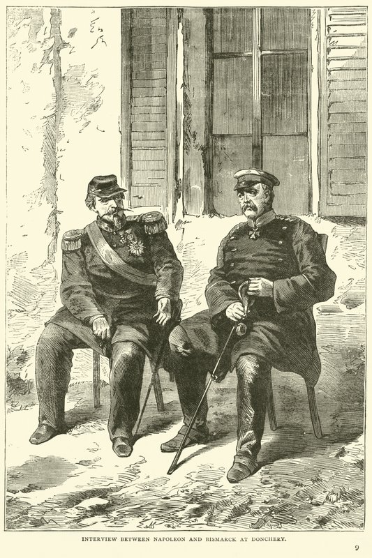 Ontmoeting tussen Napoleon en Bismarck in Donchery, september 1870 door English School