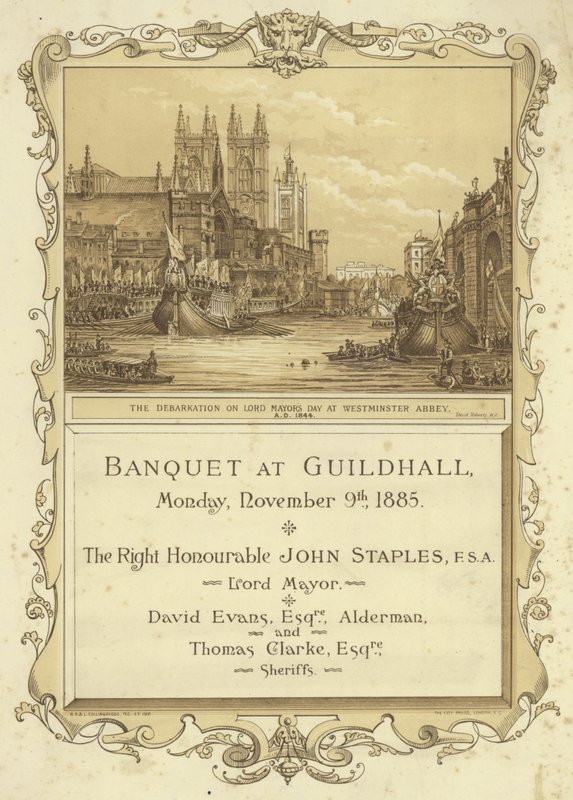 Uitnodiging voor een banket in Guildhall door English School
