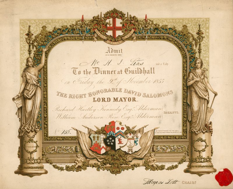 Uitnodiging voor een banket in de Guildhall, Londen, op 9 november 1855 door English School