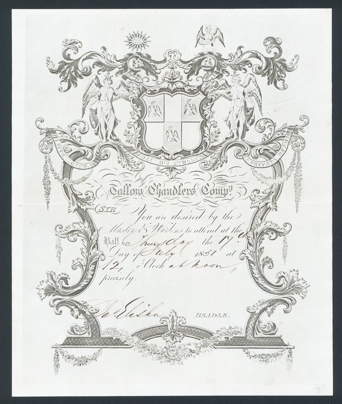 Uitnodiging voor het bal van de Tallow Chandlers Company, Londen door English School