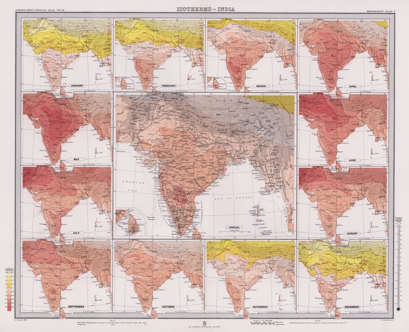 Isothermen, India door English School