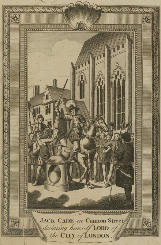 Jack Cade in Cannon Street verklaart zichzelf Heer van de Stad Londen door English School