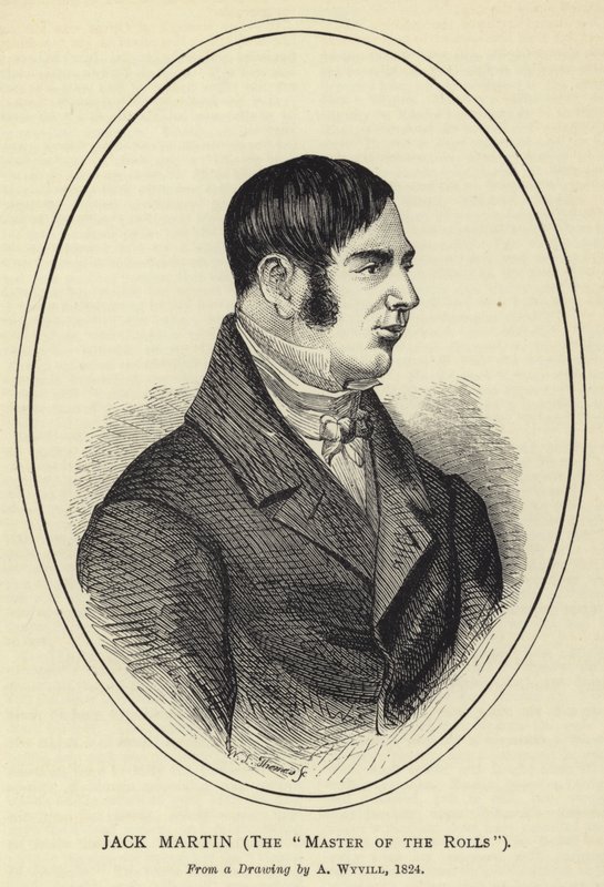 Jack Martin, de Meester van de Rollen, naar een tekening van A Wyvill, 1824 door English School