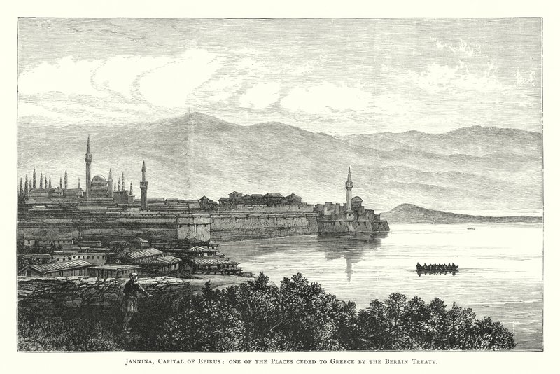 Jannina, Hoofdstad van Epirus, een van de Plaatsen afgestaan aan Griekenland door het Verdrag van Berlijn (gravure) door English School