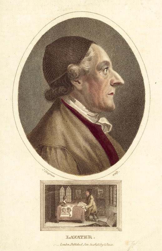 Johann Kaspar Lavater, Zwitserse dichter, filosoof, fysiognomist en theoloog (gekleurde gravure) door English School