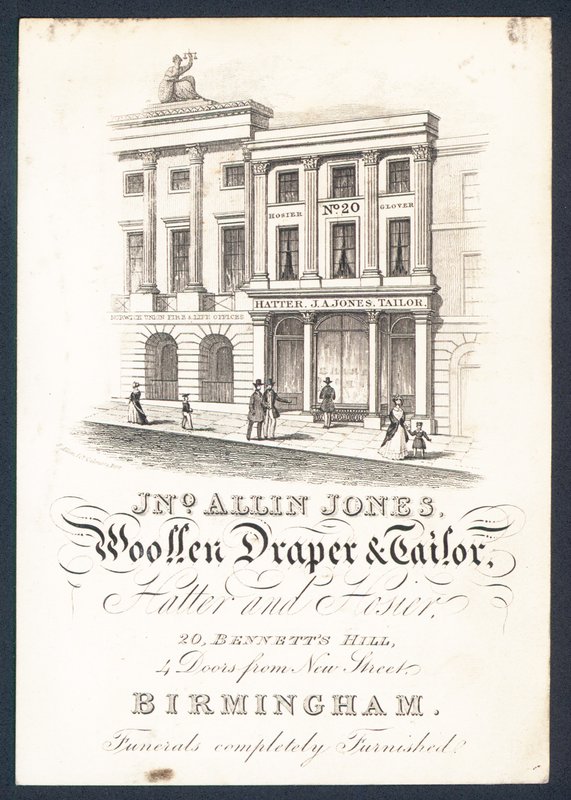 John Allin Jones, wollen stoffenhandelaar en kleermaker, hoedenmaker en kousenverkoper door English School