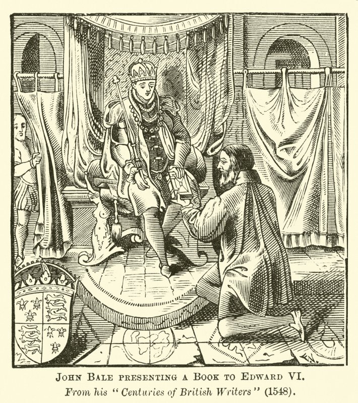 John Bale presenteert een Boek aan Edward VI door English School