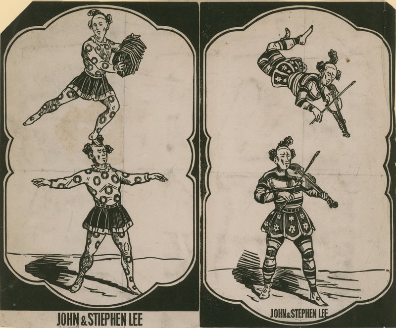 John Lee en Stephen Lee, circus acrobaten en muzikanten door English School