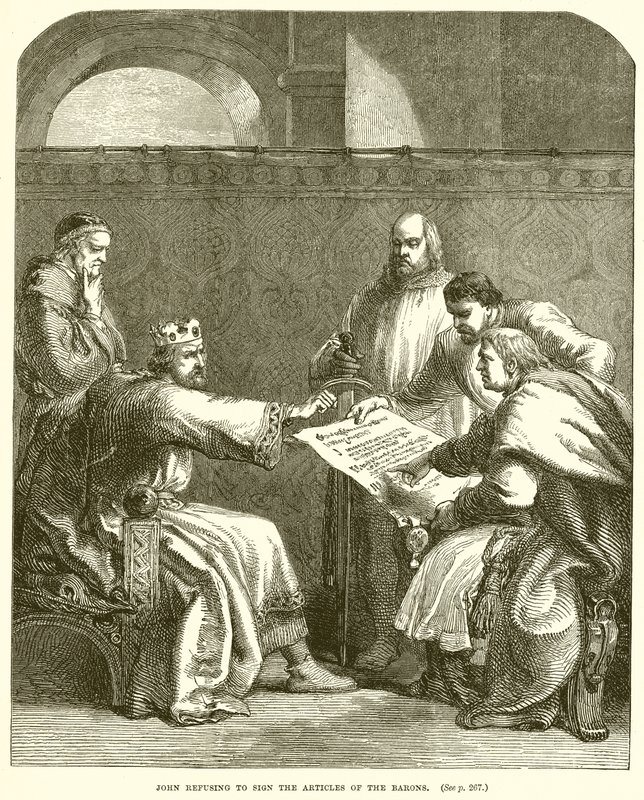 John weigert de artikelen van de baronnen te ondertekenen door English School