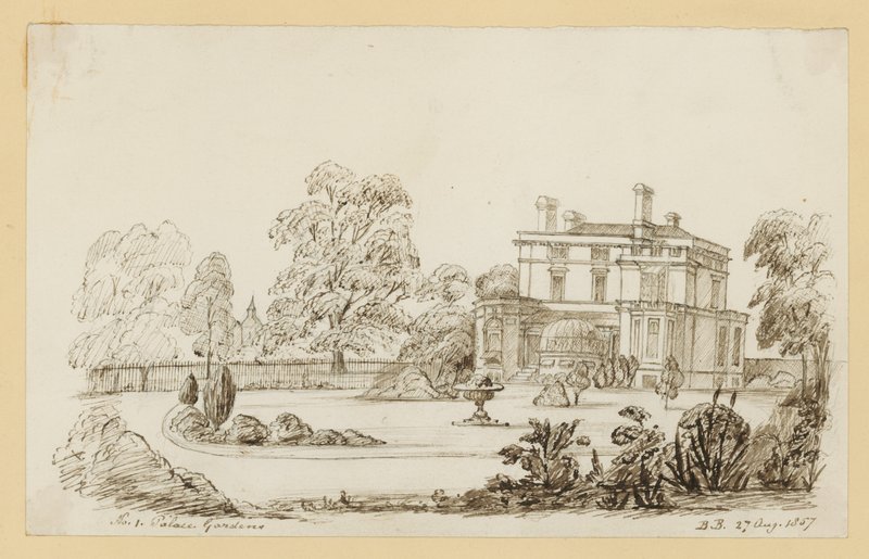 Kensington Palace Gardens; gedateerd 27 augustus 1857 door English School