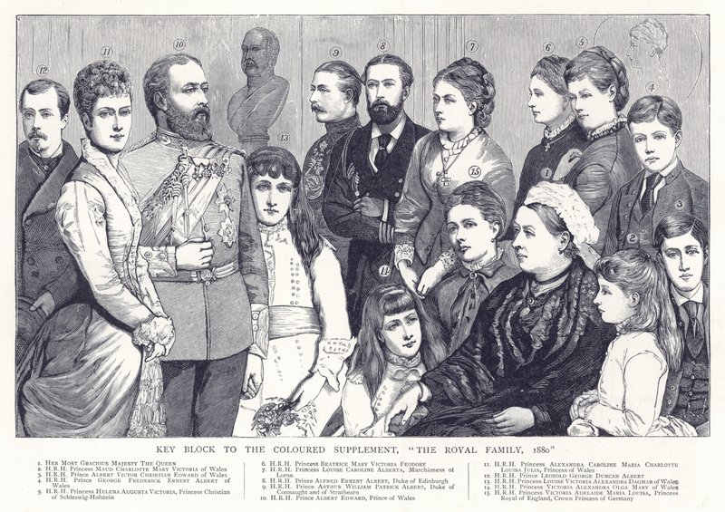 Sleutelblok voor de Gekleurde Bijlage, De Koninklijke Familie, 1880 door English School
