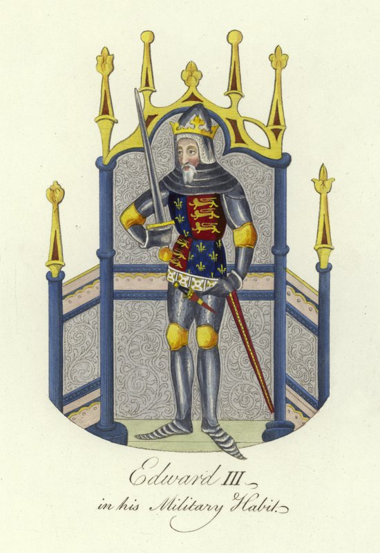 Koning Edward III van Engeland in zijn militaire kleding door English School