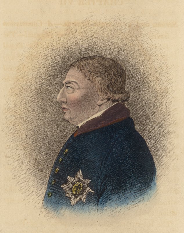 Koning George III, van een schets gemaakt in Windsor tijdens zijn ziekte door English School