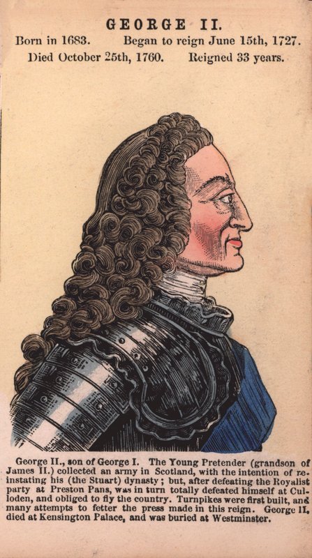 Koning George II (gekleurde gravure) door English School