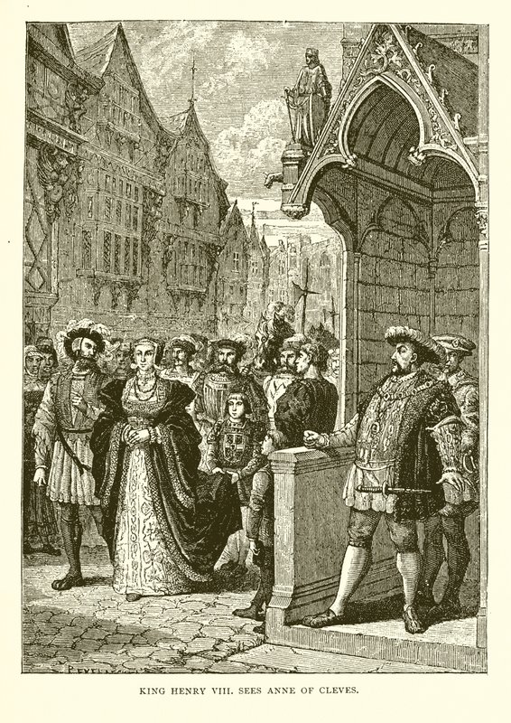 Koning Hendrik VIII ziet Anna van Kleef (gravure) door English School