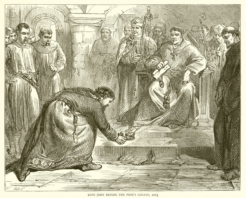 Koning Jan voor de pauselijke legaat, 1213 door English School