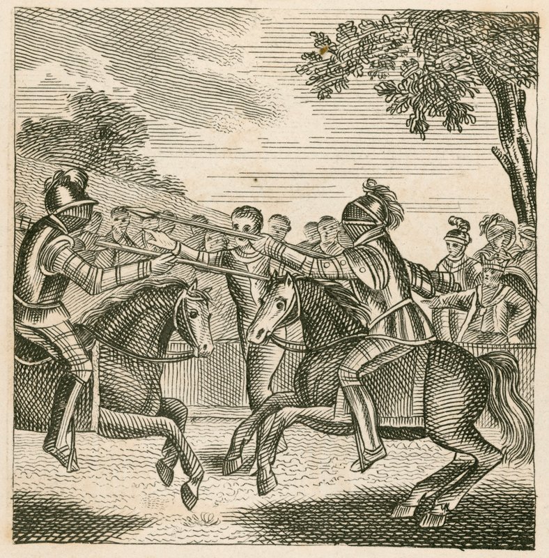 Koning Richard II voorkomt het duel tussen de hertogen van Hereford en Norfolk door English School