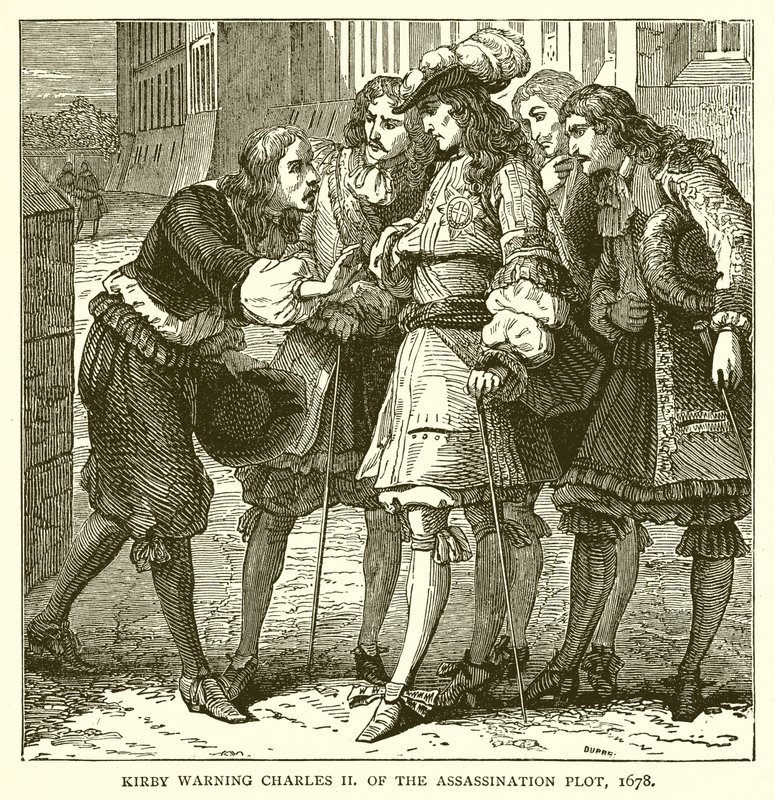 Kirby waarschuwt Karel II voor het Moordcomplot, 1678 door English School