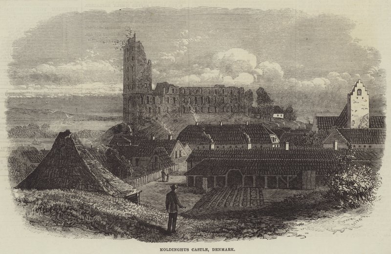 Kasteel Koldinghus, Denemarken (gravure) door English School