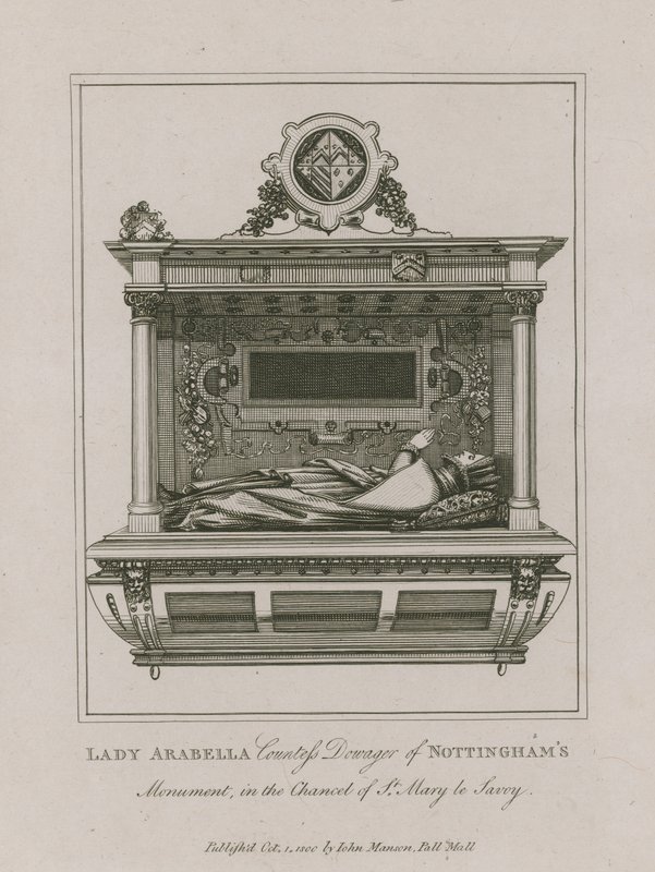 Monument van Lady Arabella, Gravin Weduwe van Nottingham in de Kapel van St Mary le Savoy door English School