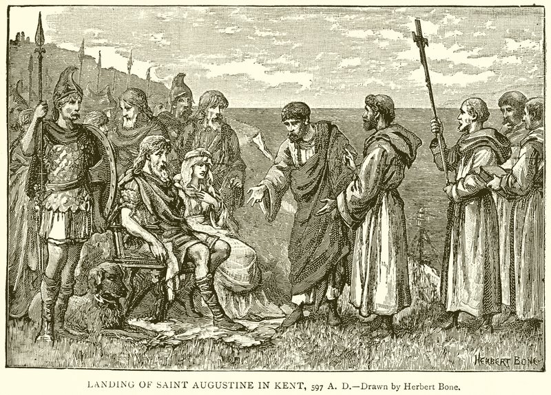 Landing van Sint-Augustinus in Kent, 597 n. Chr. door English School