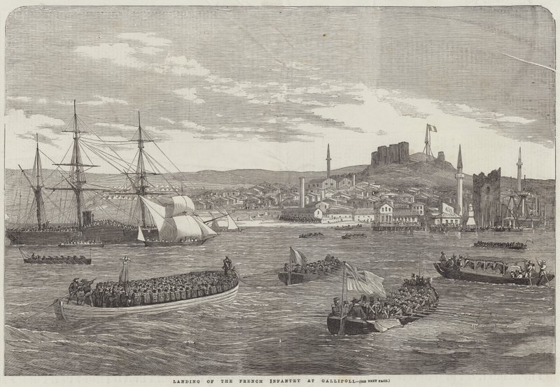 Landing van de Franse Infanterie in Gallipoli door English School