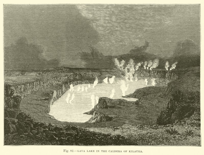 Lavameer in de caldera van Kilauea door English School