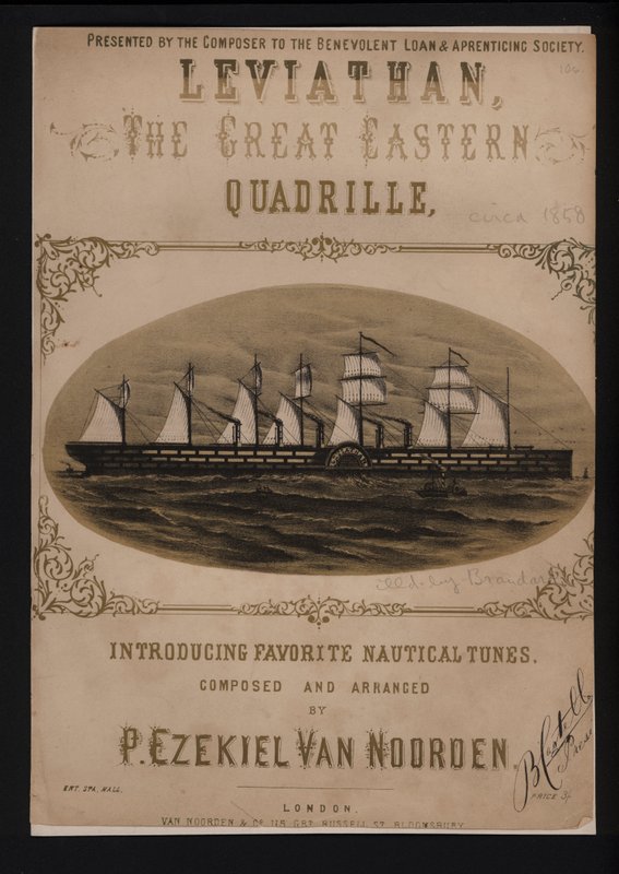 Leviathan, de Great Eastern, Victoriaanse bladmuziekomslag door English School
