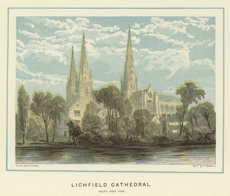 Lichfield Kathedraal, zuidwestelijk zicht door English School