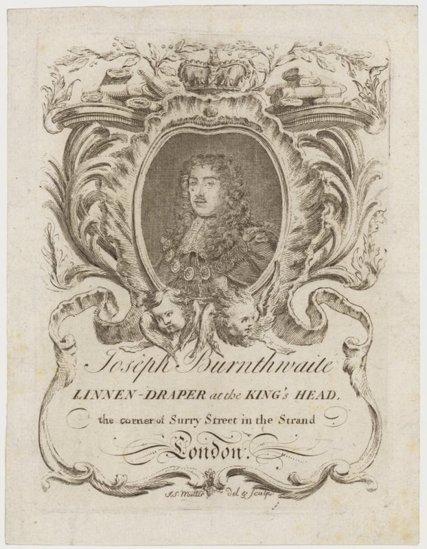 Linnenhandelaar, John Burnthwaite, handelskaart door English School
