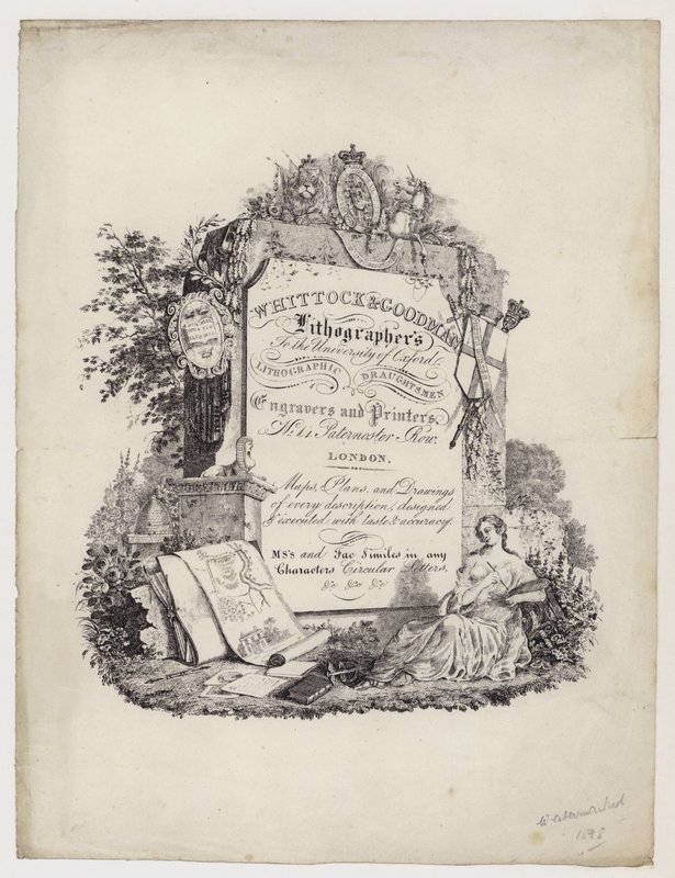 Lithograaf, Whittock & Goodman, handelskaart door English School