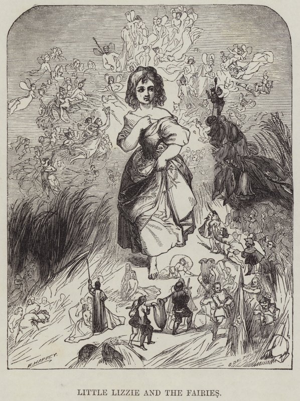 Kleine Lizzie en de feeën (gravure) door English School