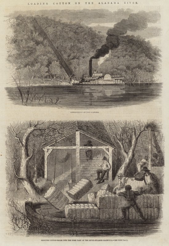 Laden van Katoen aan de Alabama Rivier door English School