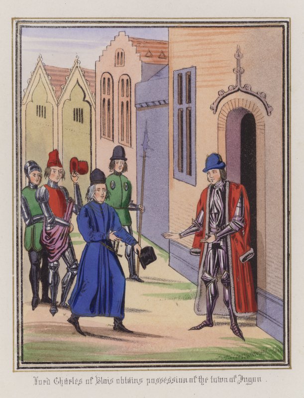 Lord Charles van Blois verkrijgt bezit van de stad Jugon door English School