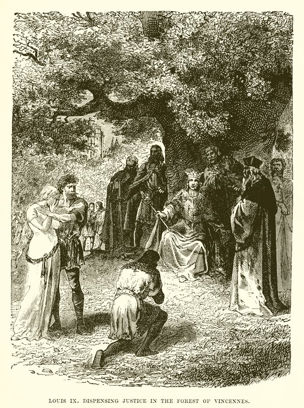 Lodewijk IX spreekt recht in het bos van Vincennes door English School