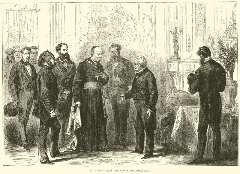 M Thiers en het Corps Diplomatique, maart 1871 door English School