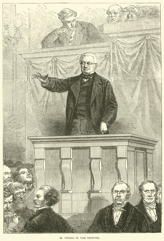 M Thiers in de tribune, 1871 door English School