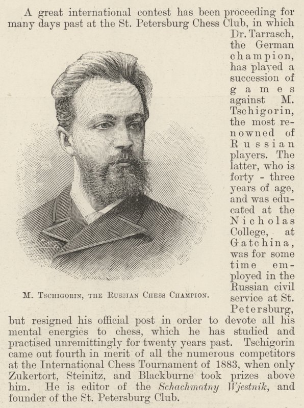 M Tschigorin, de Russische schaakkampioen door English School