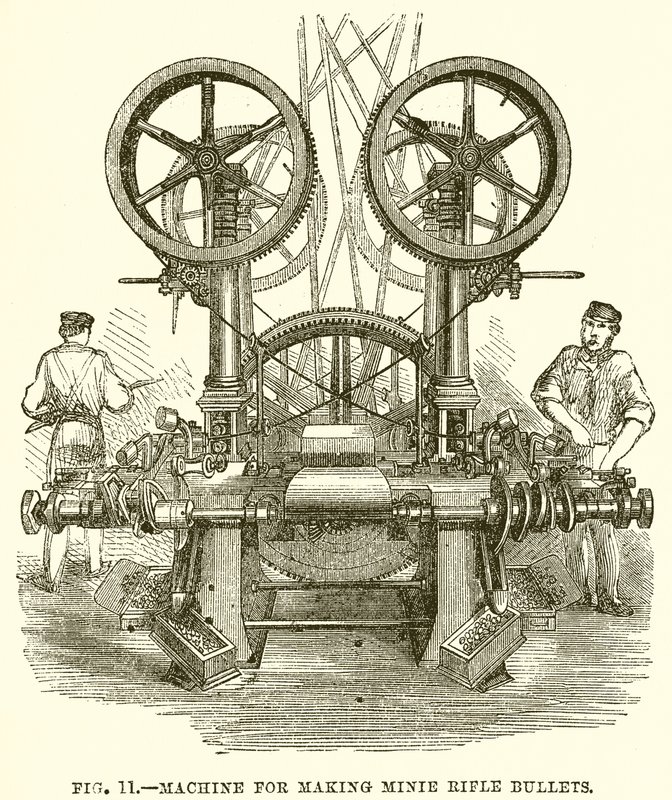 Machine voor het maken van Minie-geweerkogels door English School
