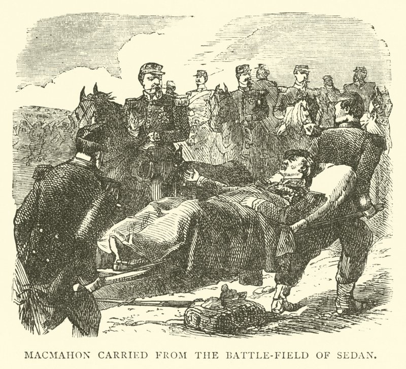 Macmahon van het slagveld van Sedan gedragen, september 1870 door English School