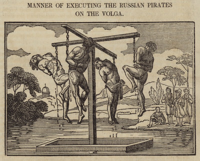 Manier van executie van de Russische piraten op de Wolga door English School