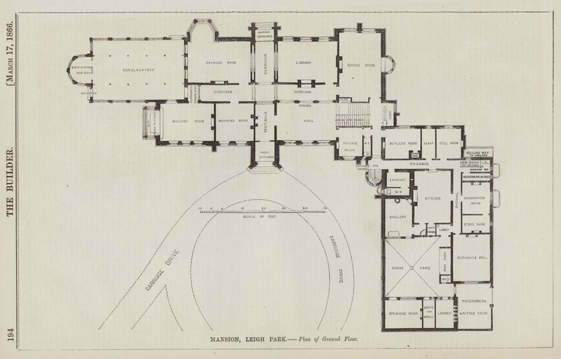 Herenhuis, Leigh Park, Plattegrond van de Begane Grond (gravure) door English School