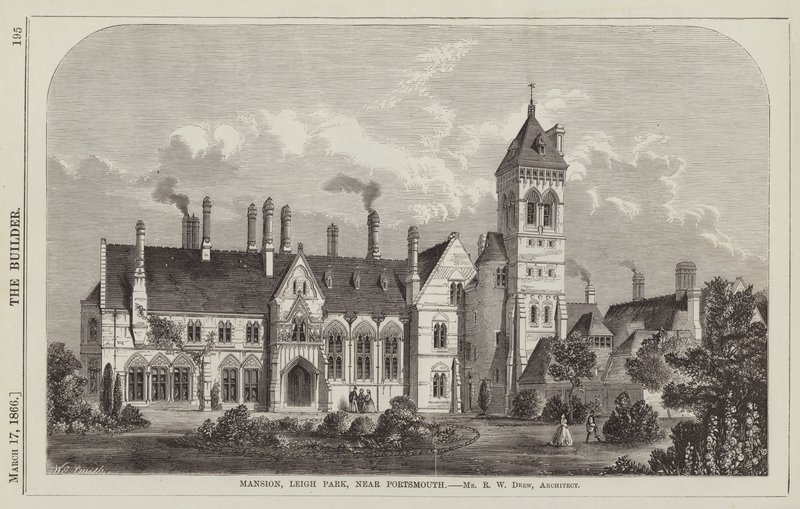 Herenhuis, Leigh Park, nabij Portsmouth, Mr R W Drew, Architect (gravure) door English School