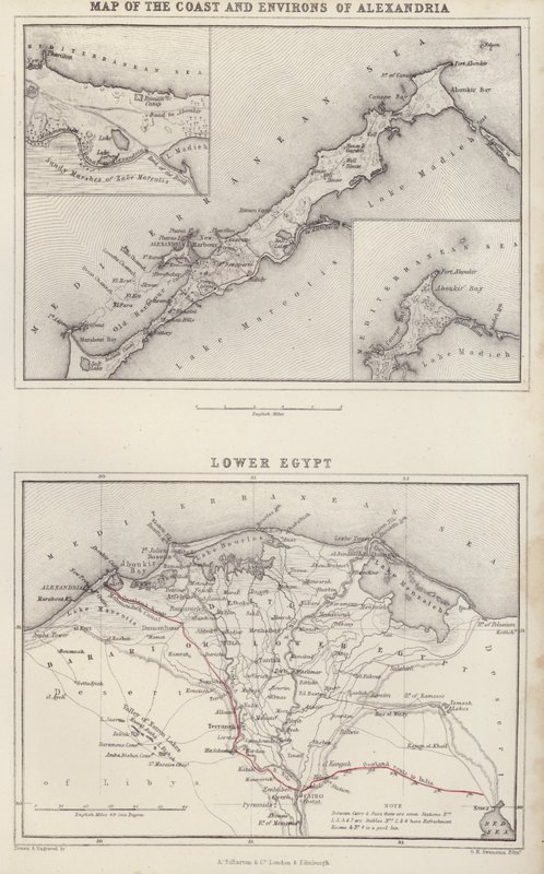 Kaart: Kaart van de Kust en Omgeving van Alexandrië; Neder-Egypte door English School