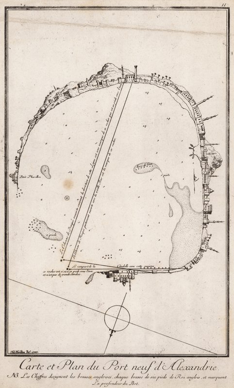 Kaart en plan van de haven van Alexandrië, Egypte door English School