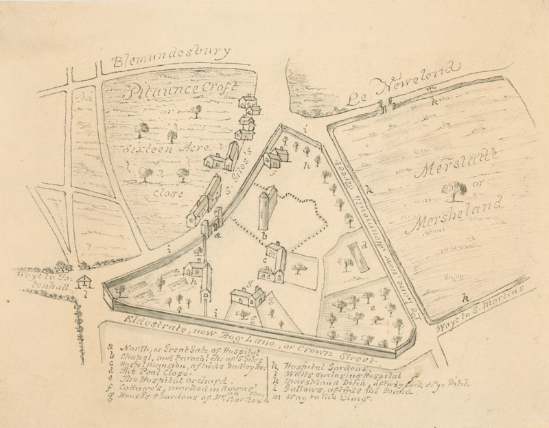 Kaart van de parochie van St Giles in the Fields, Londen door English School