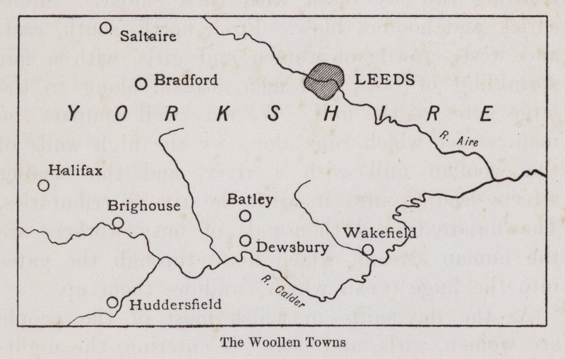 Kaart die de Wolsteden van Yorkshire toont (litho) door English School
